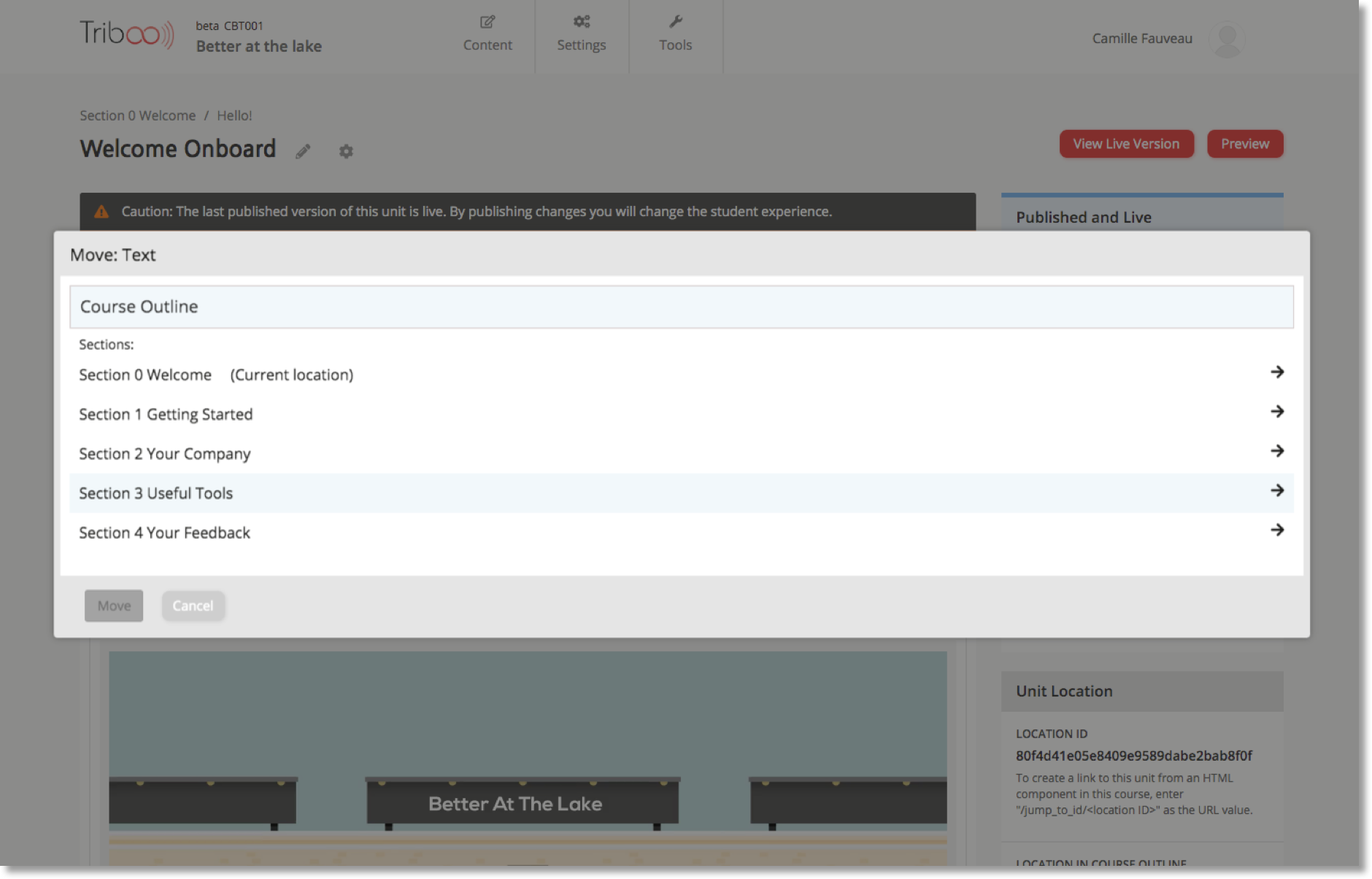Move component to other units Triboo Customer Success Center